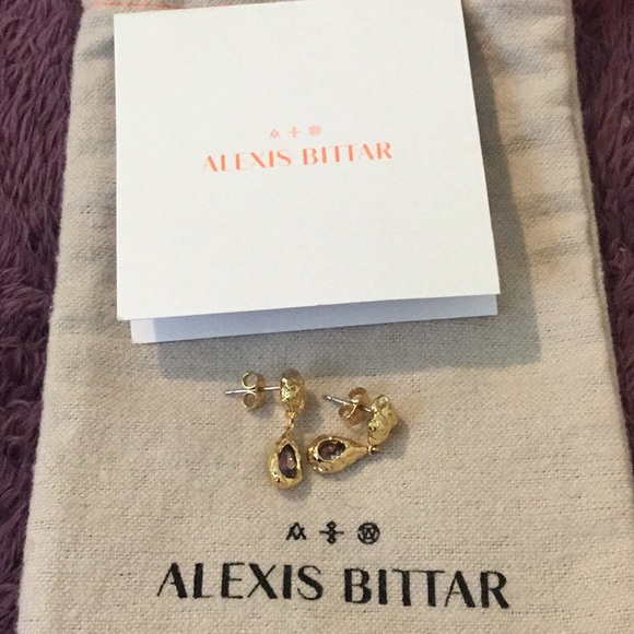 New Luxurious Alexis Bitter Pebble Cake Bezel Set Dangle Earrings With Dust Bag - Picture 5 of 7